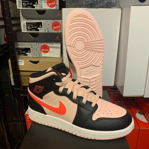 Jordan Other - Nike Air Jordan 1 Mid Atmosphere Black Pink Shoes 554725-604 TD (GS) Youth Sizes